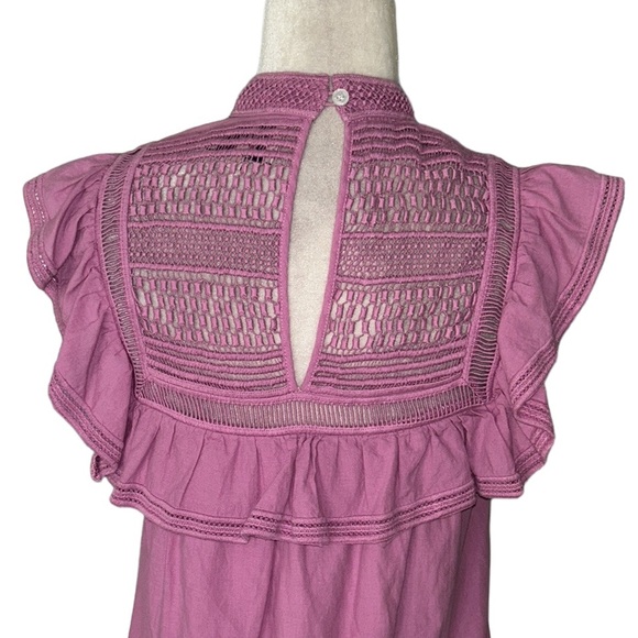 Sea New York Pink Purple Crochet Lace Embroidered Cutout Ruffle Mini Dress - 4 - Picture 8 of 13